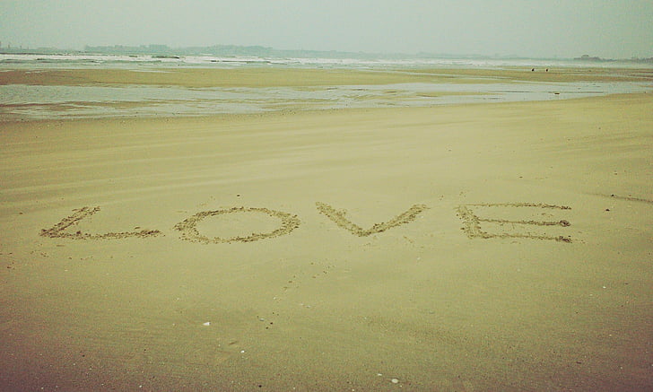 kjærlighet, stranden, små friske, sand, sjøen, Sommer, natur