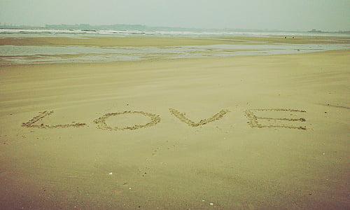Láska, pláž, malé čerstvé, písek, Já?, léto, Příroda