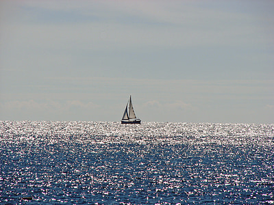 mare, vacanta de vara, barca de navigatie, stralucesc, albastru, cer, apa