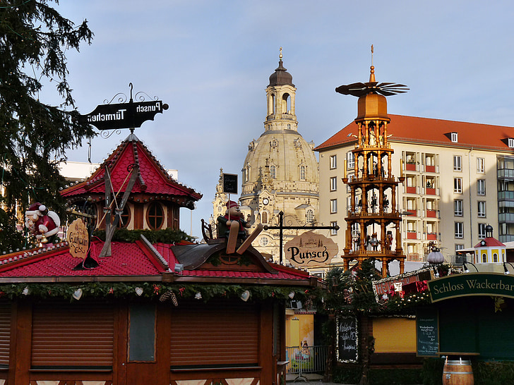 grote christmas piramide, Dresdner striezelmarkt 2012, Dresden, historisch, Saksen, stad, geschiedenis