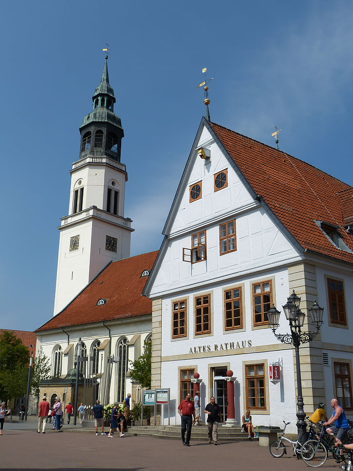 Celle, Alsó-Szászország, óváros, rácsos, homlokzat, történelmileg, épület