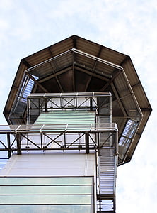 observation tower, tower, platform, building, watching tower, high, stairs