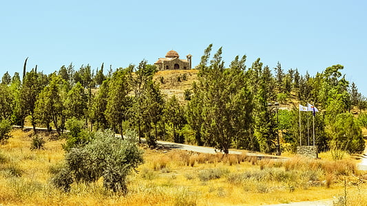 Biserica, deal, peisaj, zona rurală, Ayia varvara, Cipru