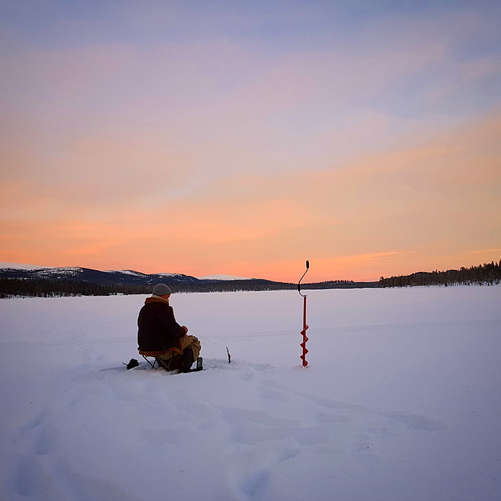 icefishing, fishing, ice, catch, winter, sport, cold