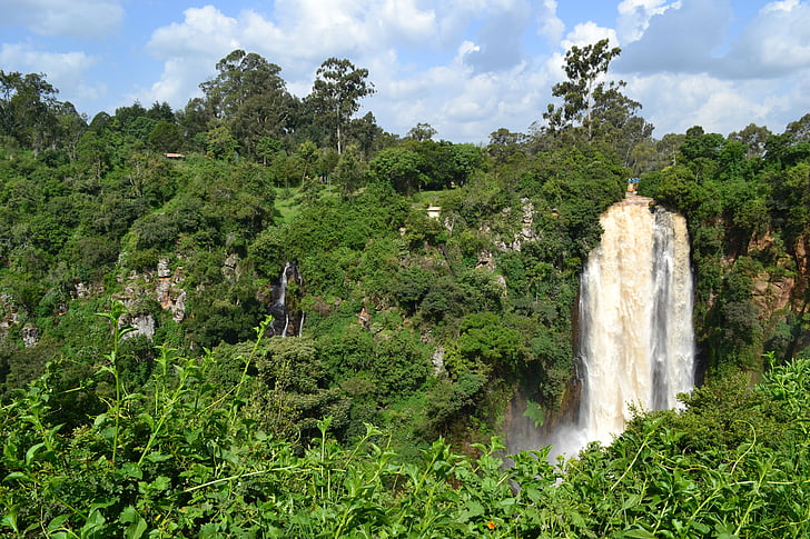 Kenia, wody, Afryka, Natura, podróży, Wodospad, zielony
