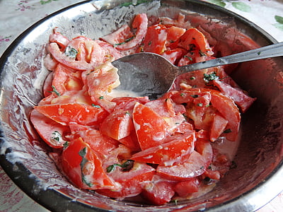 rajčice, salata, Sirovo željezo, hrana, jesti, kuhinja, povrće