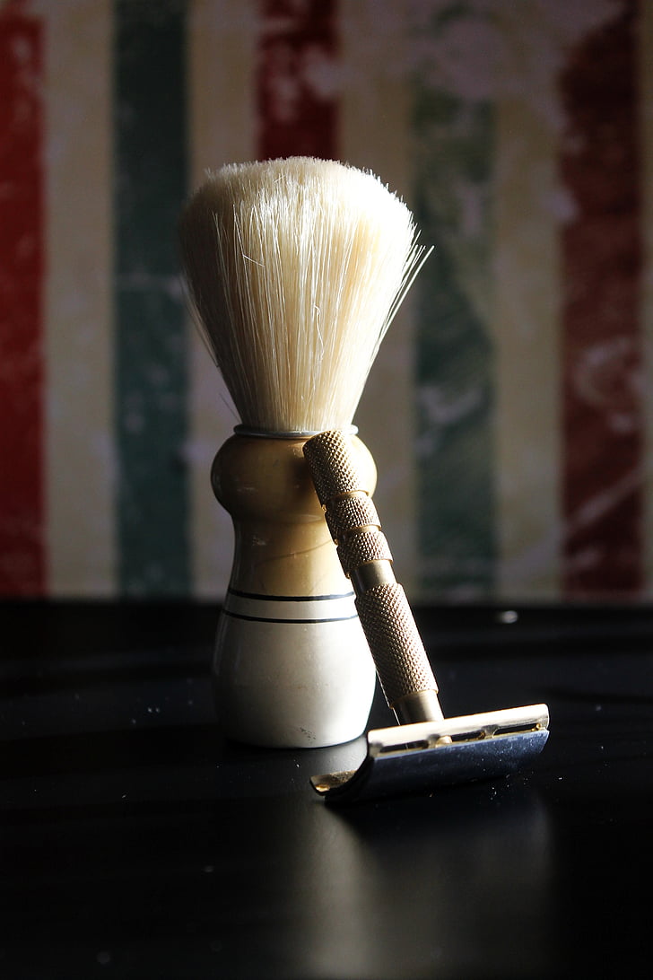 Razor, barbering børste indehavere, hår, barbering, retro, gamle, antik