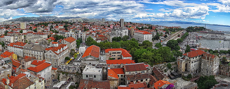 Kroatien, Split, gamla stan, Dalmatien, staden, townen centrerar, Panorama