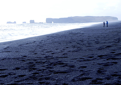 Izland, fekete beach, kövek, hangulat, kék, többi, Horizon