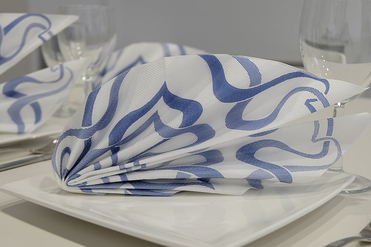 napkin, non woven, restaurants, table, table decoration, blue, vintage
