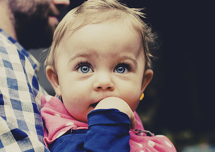 бебе, дете, лицето, Момиче, Портрет, малко момиченце, сини очи