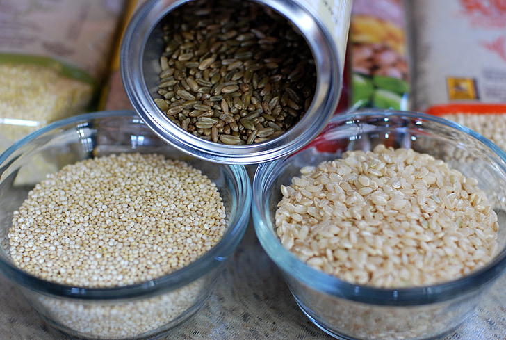 Các loại ngũ cốc, gạo lứt, quinoa, keh, màu nâu, gạo, thực phẩm