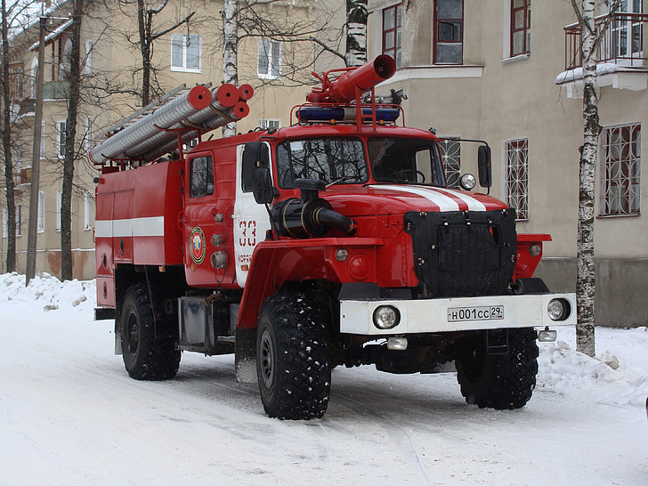 koryazhma, bomber, camió, cotxe, vehicle, rescat, d'emergència