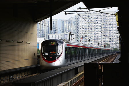 홍콩, mtr, 기차, 전송, 지하철, 교통, 현대