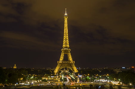 Frankrijk, Eiffel, Parijs, nacht, Europa, reizen, beroemde