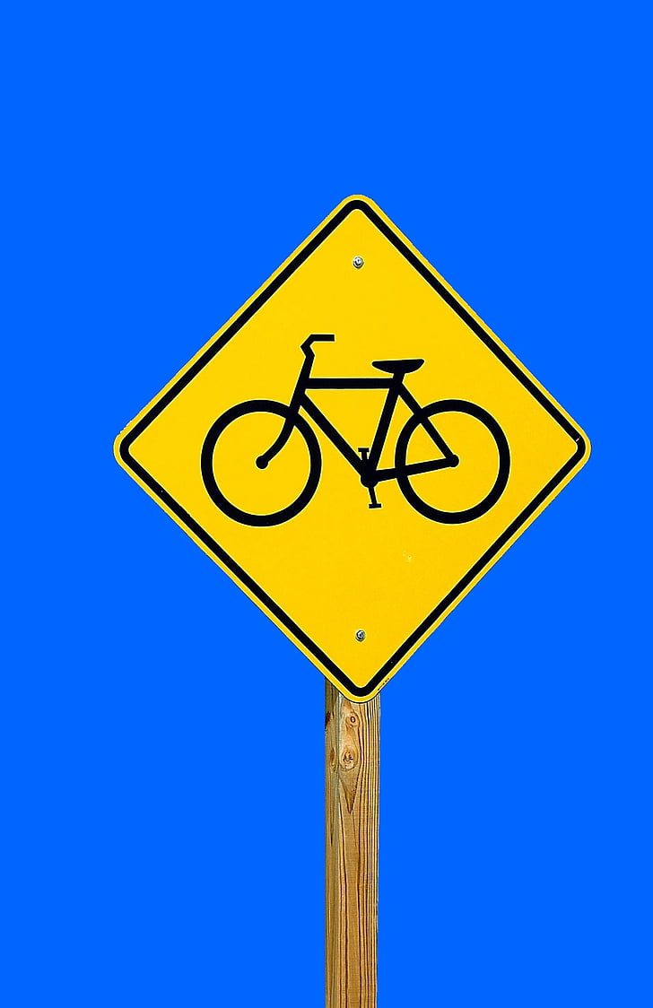 bicikl znak, dionica ceste, simbol, Upozorenje, bicikl, znak, ceste