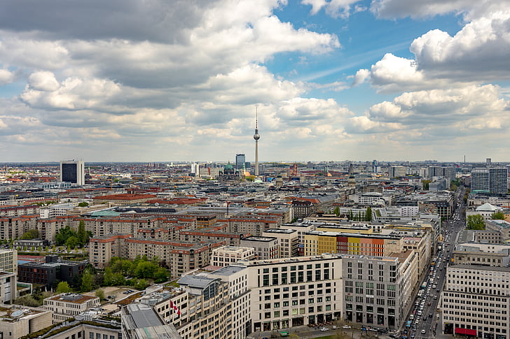 Берлин, панорама, Потсдам място, капитал, небостъргач, kollhoff кули, гледна точка