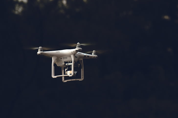 biały, DJI, quadcopter, pływające, Technologia, lotu, Drone