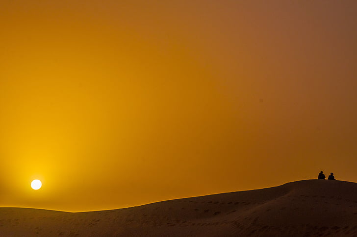 Desert, cuplu, Răsărit de soare, oameni, om, natura, peisaj