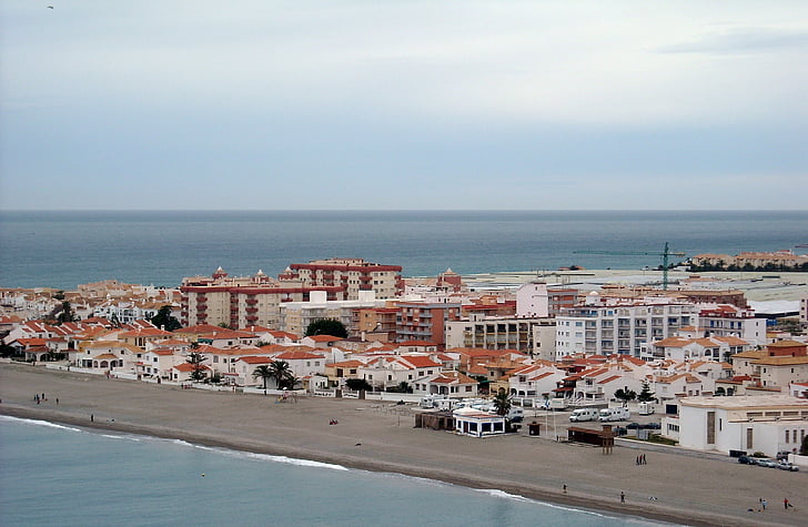 Calahonda, Banca, plajă, Marea Mediterană, Spania, coasta, oraşul-port