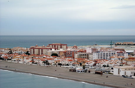 Calahonda, banka, pláž, Středomořská, Španělsko, pobřeží, přístavní město