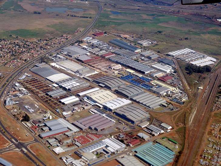 south africa, johannisburg, industry, factory, city, flight, view