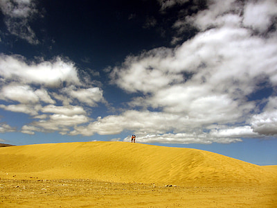 poušť, písek, obloha, mraky