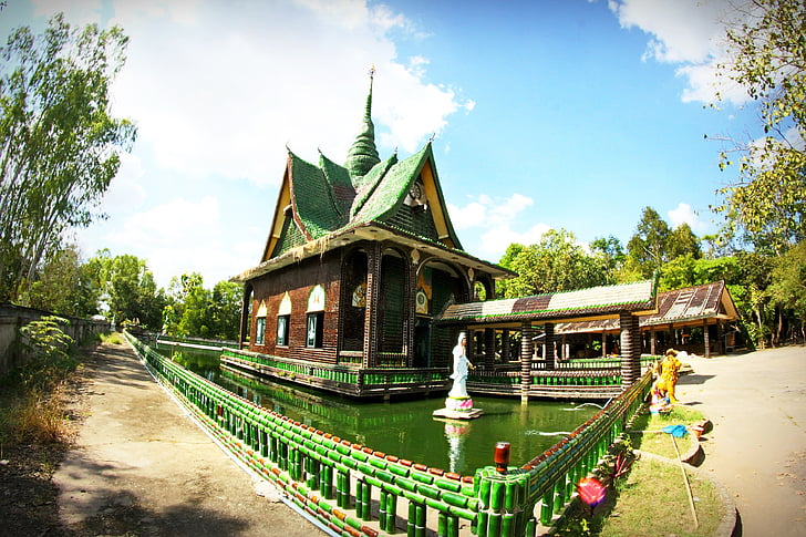 Tailandas, apdaila, žalia, amatų, rudos spalvos, Wat, linija