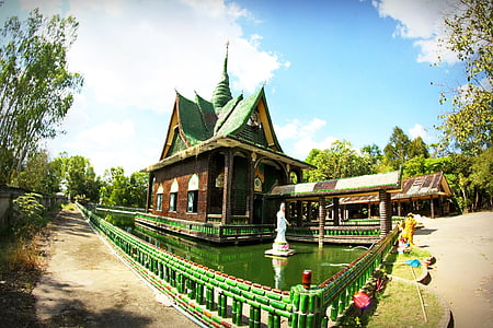 Tajska, dekoracija, zelena, plovila, rjava, Wat, vrstica