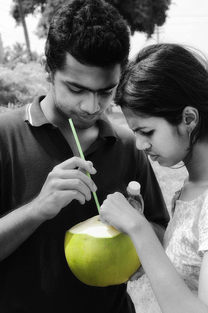 coconut, nature, couple, drink, organic, tropical, fruit