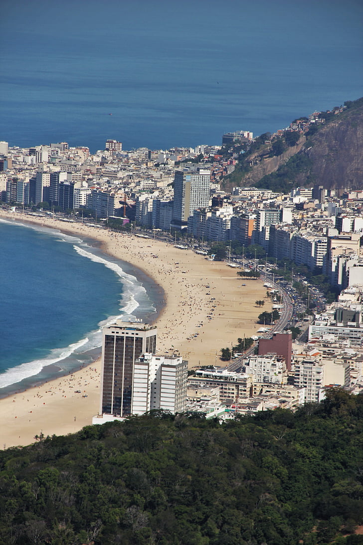 Копакабана, вид з Цукрова Голова, Ріо-де-Жанейро, Визначні пам'ятки, світ знаменитого пляжу, відомий, всесвітньо відомий