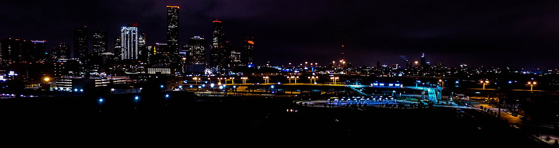 Х'юстон, Центр міста, нічний час, Аерофотозйомка, ніч, відбиття, світлові
