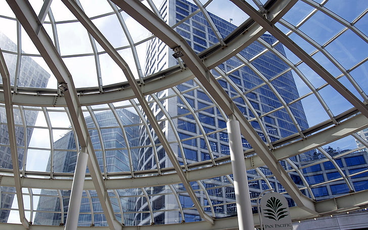 glas, tak, Pacific rim, arkitektur, Vancouver, British columbia, Kanada