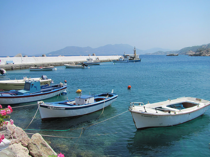 Görögország, Samos, csónak, víz, nyugalom, tenger, Marina