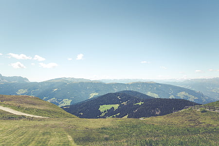 Alp, cer albastru, zona rurală, în timpul zilei, iarba, teren, mare