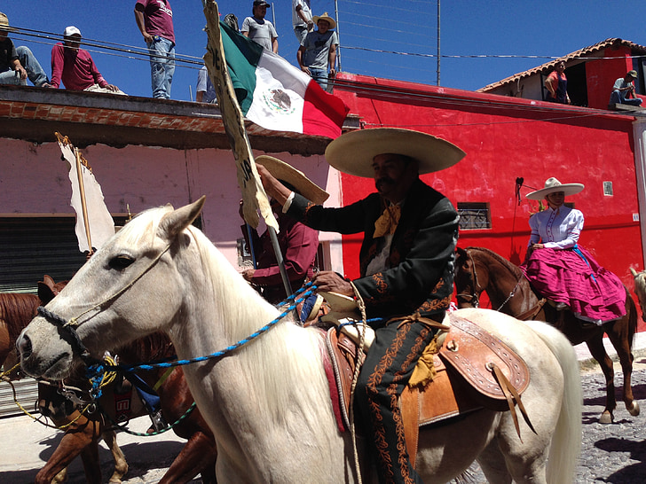 Mexique, cavalier, drapeau mexicain, conception, cheval, fllag, bannière