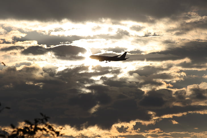 avión, sol, enfoque, vuelo, cielo, nube - cielo, naturaleza