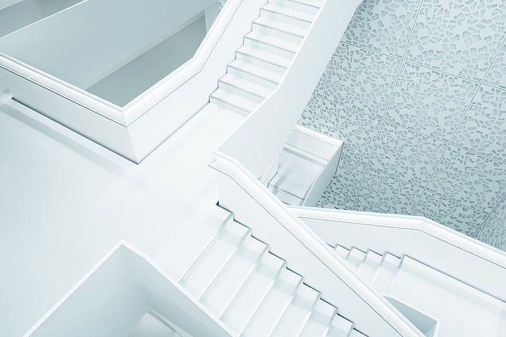 arquitetura, Branco, edifício, infraestrutura, escadas, escada, escadaria