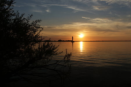 floden, Sunset, lanterne, vand, sommer, floden odra, Polen