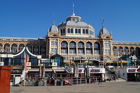Kurhaus, Seaside resort scheveningen, Nederland, het platform, beroemde markt, stedelijke scène, ingebouwde structuur