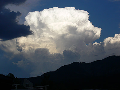 cloud, cumulus, thundercloud, white, gigantic, threatening, sky