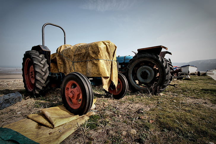 traktor, stari, zarjaveli, Vintage, kmetijstvo, stroji, starinsko