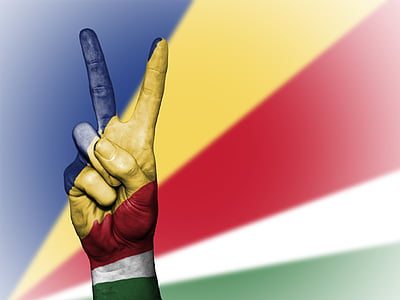 Seychellen, Frieden, Hand, Nation, Hintergrund, Banner, Farben
