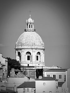 Lisszabon, templom, Portugália, óváros, Steeple, kupola