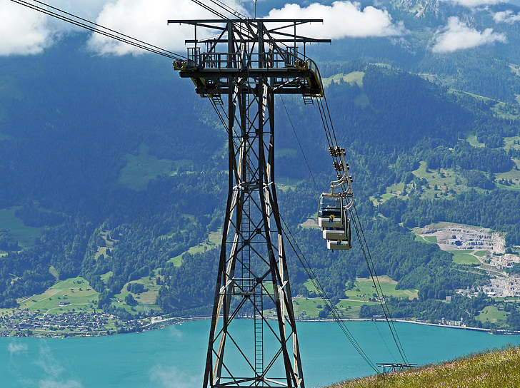 kabinok - csoport keringési pálya, Beatenberg, Niederhorn, a Thun-tó, Berni-felvidék, Svájc, tó