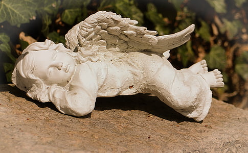 Angel, figur, sover, drømmer, stein figur