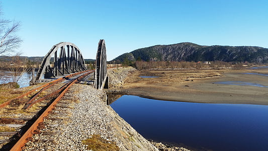 Norge, tåg, landskap, havet, arten av de, Bridge, naturen