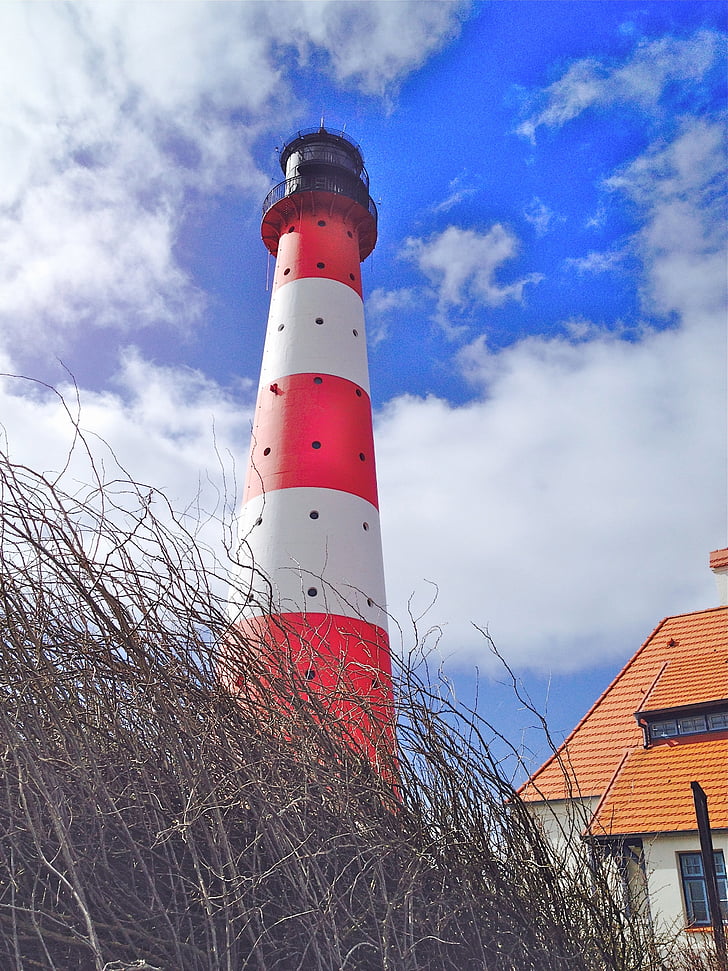 Lighthouse, farve, rød, hvid, lys, Sky, blå