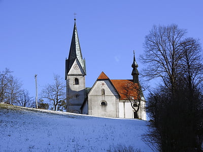 Église, neige, hiver, paysage, architecture, bâtiment, scène