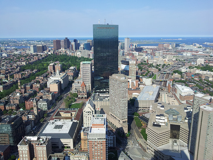épületek, Boston, belváros, City view, Skyline, utca-és városrészlet, városi